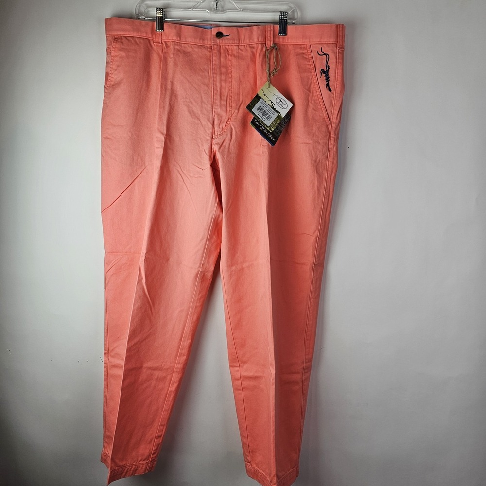 Trueflies NWT Mens Manasota Chino Pants Orange Cotton Pockets Flat‎ Front 42x30